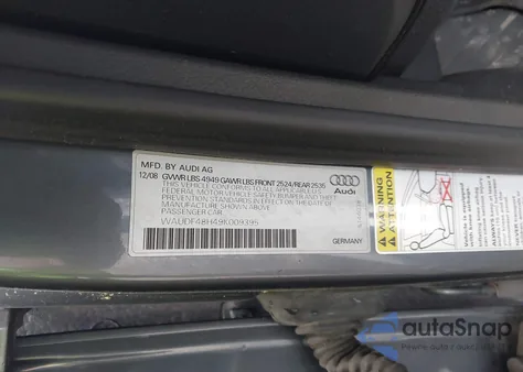 2009 Audi A4 2.0T Special Edition из США, поврежденный, VIN WAUDF48H49K009395